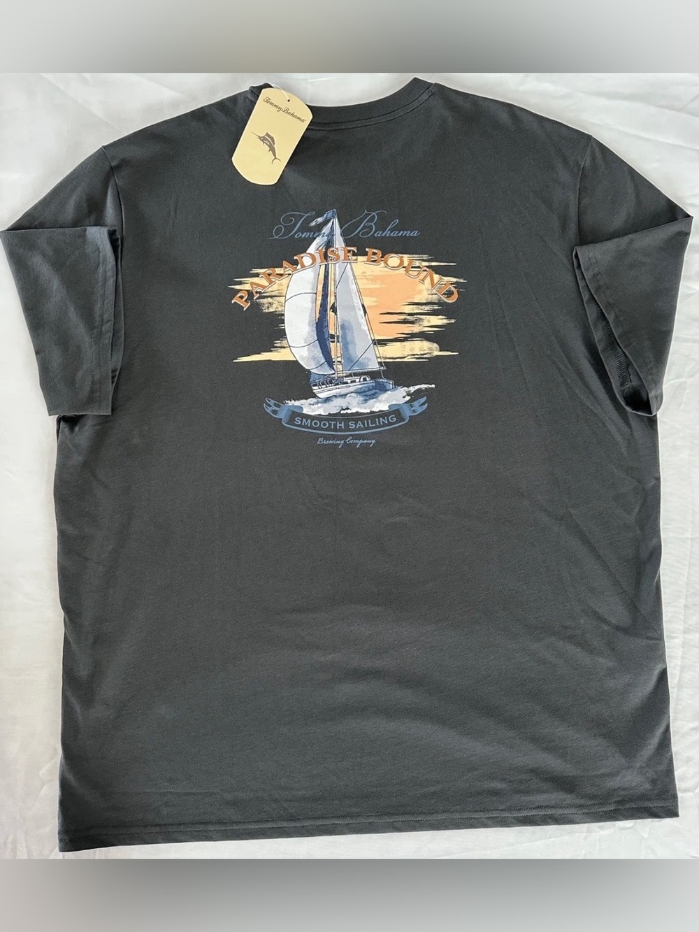 Tommy Bahama Men’s PARADISE BOUND SMOOTH SAILING BREWING CO. T-shirt XL Gray NWT